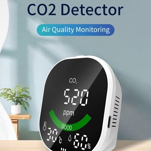 3 in 1 CO2 Meter Temperature Humidity Monitoring Device Household Air Quality Monitor Brightness Adjustment Over-limit Alarm