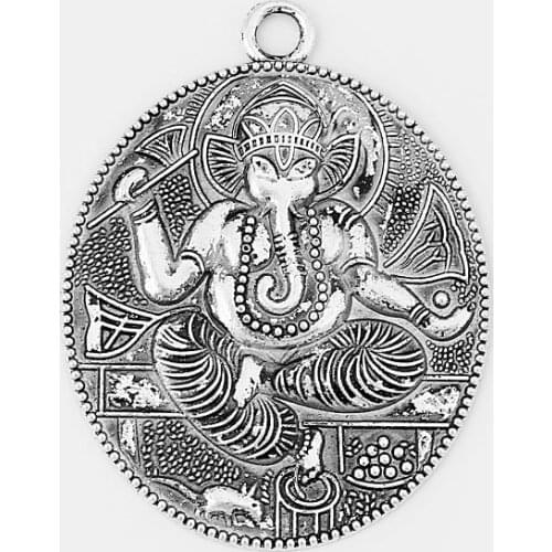 4pcs Carved Ganesha Elephant Lucky Amulet Charms Pendant Jewelry For Necklace Jewelry Findings Accessories