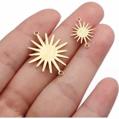 40pcs/lot Textured Brass Sunflower Charms Connector Pendant for Handmade Necklace Bracelet Jewelry Making Findings Accessories
