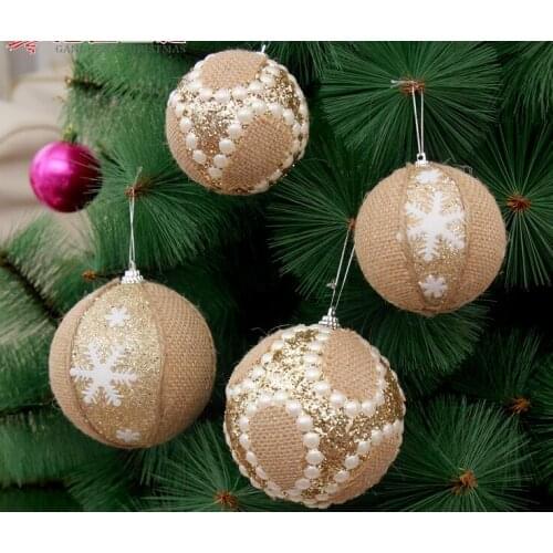 5pcs 10cm Linen Pearls/Snow Snowflake Round Ball For Christmas Party Holiday Tree Venue Hanging Decoration Hot