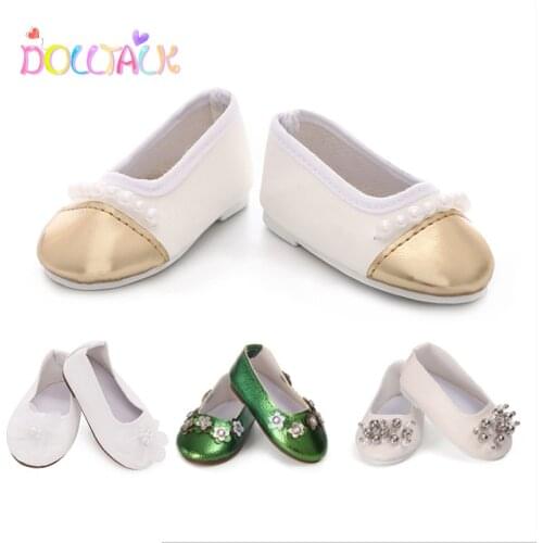 43 Cm New Born Baby Doll New Glitter Hand-Stitched Mini Doll Shoes Socks With Perals For 18 Inch American Doll Fit Girls Gift