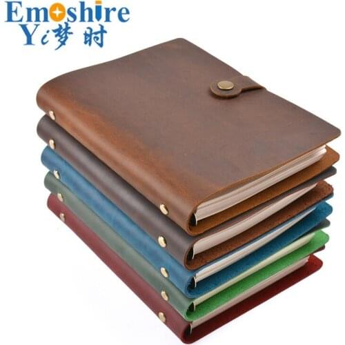 A5 Loose-leaf Notebook Simple Business Notebook Stationery Retro Crazy Horse Leather Account Note Book Four-button Buckle N150