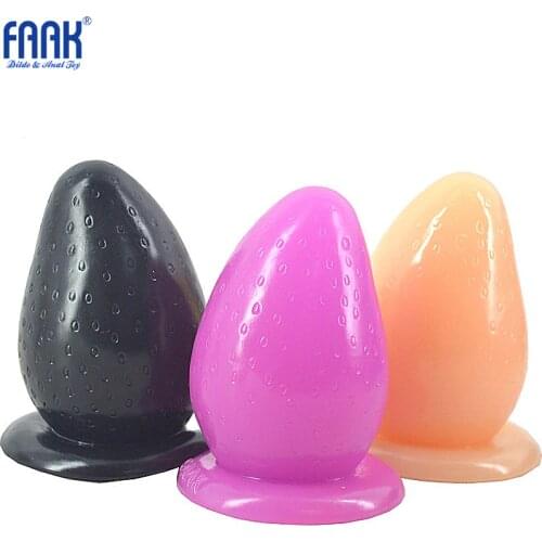 Dia 7.5cm Huge anal plug with suction cup strawberry big anal balls anus massage jelly anal stuffed stopper sex toys butt plug