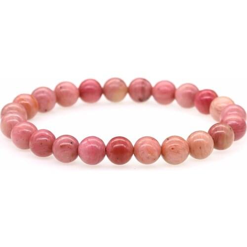 Natural Rhodochrosite Stone Beads For Jewelry Handmade Bracelet 8mm Strand Bracelets Elasticity Bracelets for Women, Unisex Men