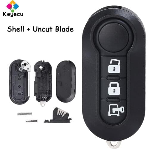 KEYECU Flip Remote Key Case Shell With 3 Buttons - FOB for Fiat 500L MPV Ducato, for Citroen Jumper, for Peugeot Boxer RX2TRF198