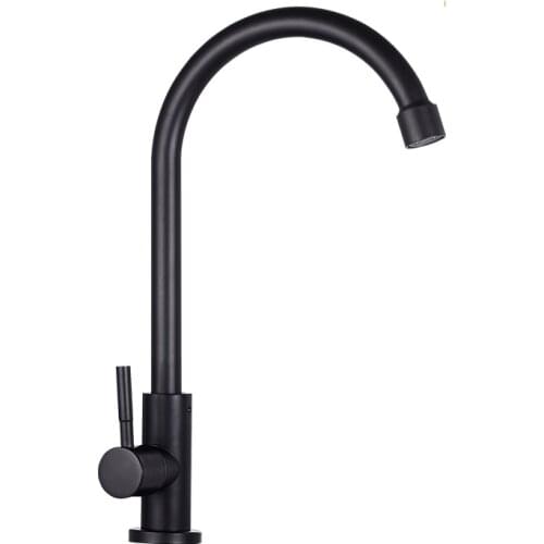Black Kitchen Faucet 304 Stainless Steel Water Tap 360° Rotatable Basin Faucet Single Cold Sink Balcony Taps Torneira Preta