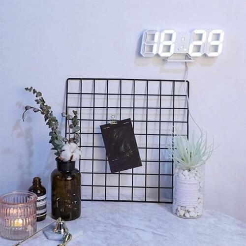 HGHO Digital Alarm Clock Wall LED Number Time Clock Led Electronic Clock Night Light Clock Date Temperature Display