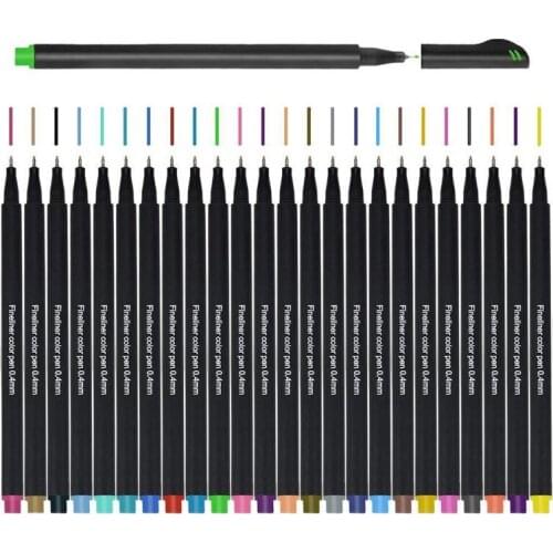 LXAA 0.4mm Colored Fineliner Pens 24 Colors Fine Point Pen Bright Fine Tip Markers for Journaling Note Taking Writing Drawing