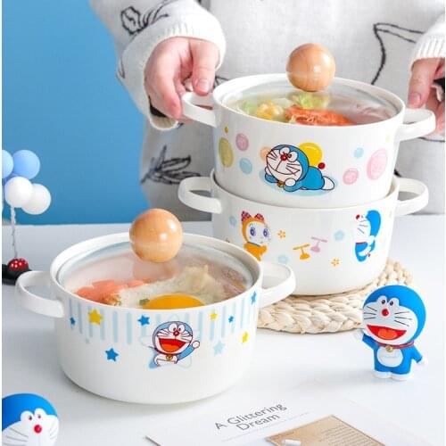 Doraemon ceramics Bowl breakfast salad bowl Soup Bowl Dessert bowl noodle bow Children tableware Kitchen Household Dinnerware