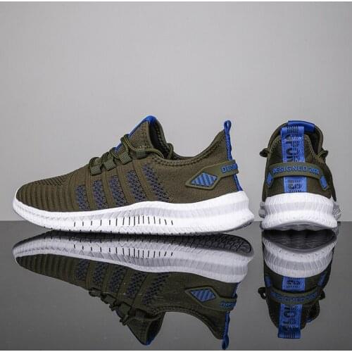 2021 Summer Mens Fashion Shoes Air Mesh Casual Sneakers ArmyGreen Flats Non-leather Run Shoes Zapatillas De Deporte