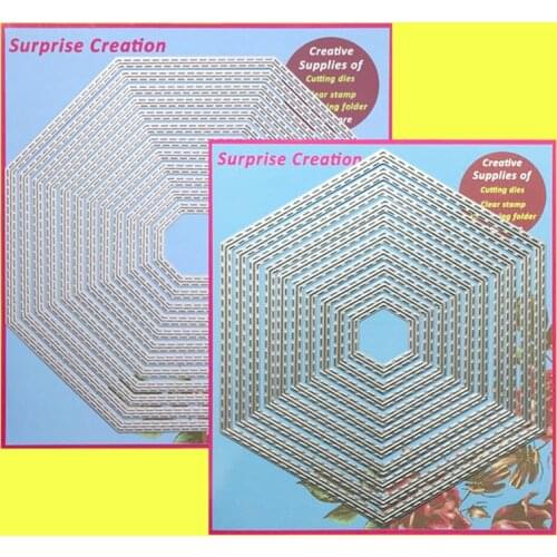 2-Set Large Cutting dies Stitched Octagon & Hexagon Cardmaking Scrapbook Paper Craft DIY Metal Stencil Surprise Creation dies