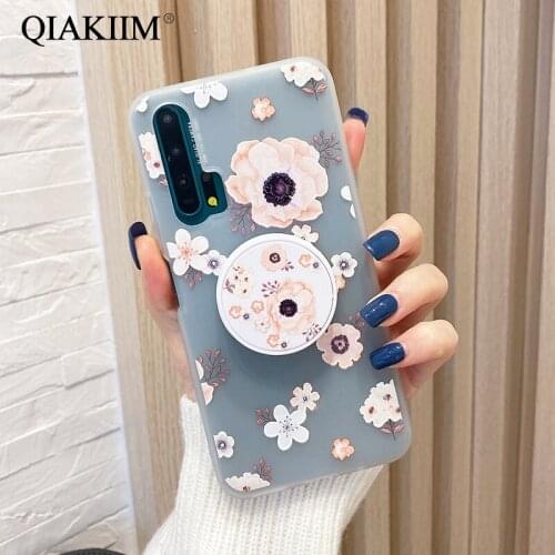 Fashion Flower Kickstand Phone Cases for Redmi Note 8 Pro 9 Prime 9s 9A 9C 8T 7 K30 K20 10X 4G 5G Case Clear Soft TPU Back Cover