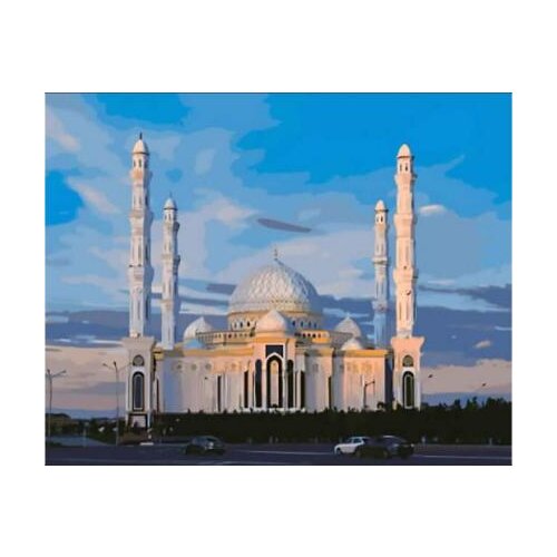 Mosque Framed landscape DIY Painting By Numbers Painting & Calligraphy Canvas Painting Coloring By Numbers 40x50cm