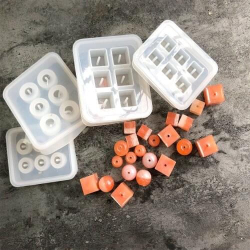 4-piece set of round square hole resin craft pendant, DIY combination silicone mold, search accessories