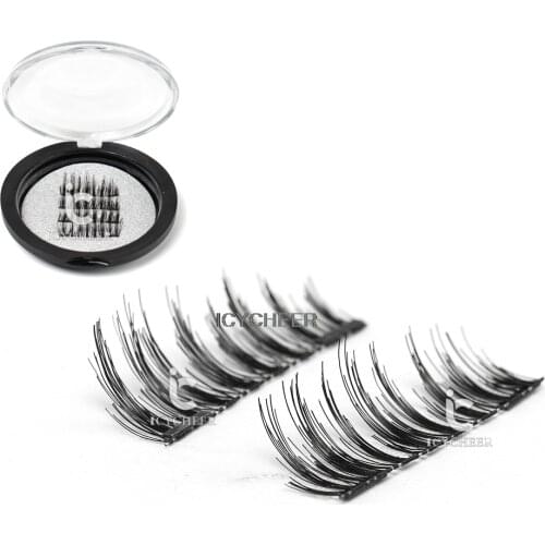 ICYCHEER Reusable Dual Magnet False Eyelashes Handmade Double Magnetic Eye Lashes Soft 4pcs/1pair