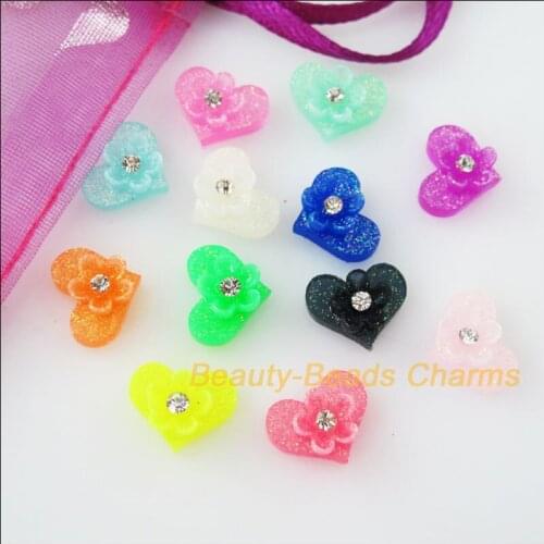 New 50Pcs Mixed Resin Heart Cameos fit Cabochons Settings Flatback Charms 8.5x10.5mm