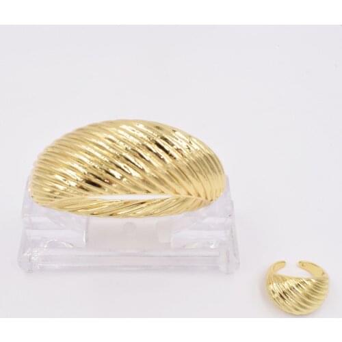 NEW High Quality Ltaly 750 Gold color Jewelry Set For Women african beads fashion BIG Bracelet Ring jewelry