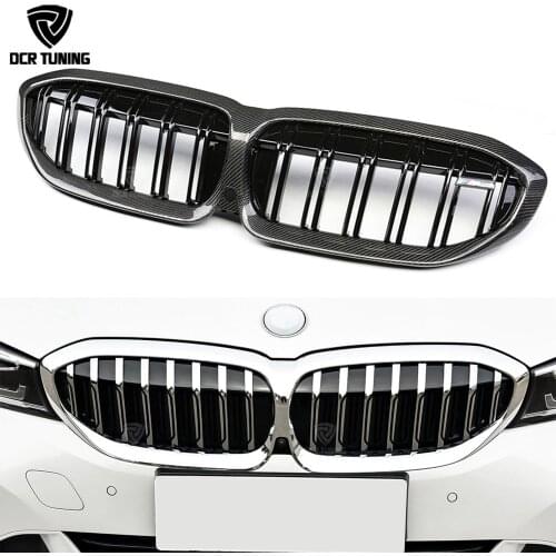 Front Grille For BMW New 3 Series G20 G28 320i 325i Gloss black & three color Carbon Fiber Grilles 2019 - UP