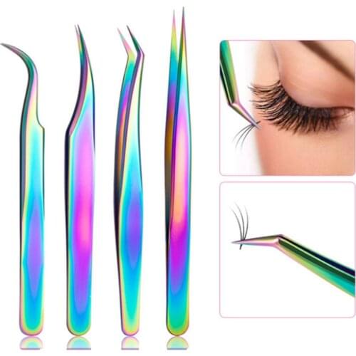 Eyelash Tweezers Lash Extension Supplies Tweezer Applicator Stainless Steel Volume Sticker Eyebrow Lash Tweezers Makeup Tools
