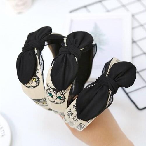 36pcs/lot DIY Simple Multi Organza Bowknot Retro Head Bands Cathead Wide HeadBands Hair Styling Tools Accessory HA1366