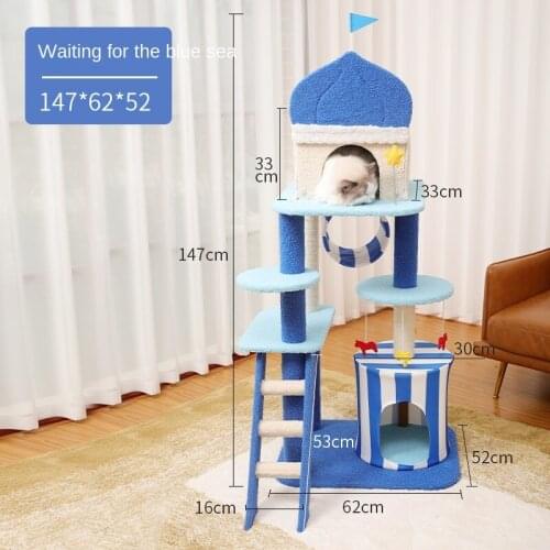 Cat Climbing Frame Multifunctional Solid Wood Cat Nest Cat Tree Cat Toy Large Villa Cat Jumping Platform Pet Supplies Furniture