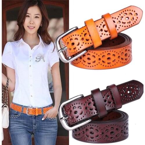 New Women Fashion Wide Genuine Leather Belt Woman Without Drilling Luxury Jeans Belts Female Top Quality Straps Ceinture Femme