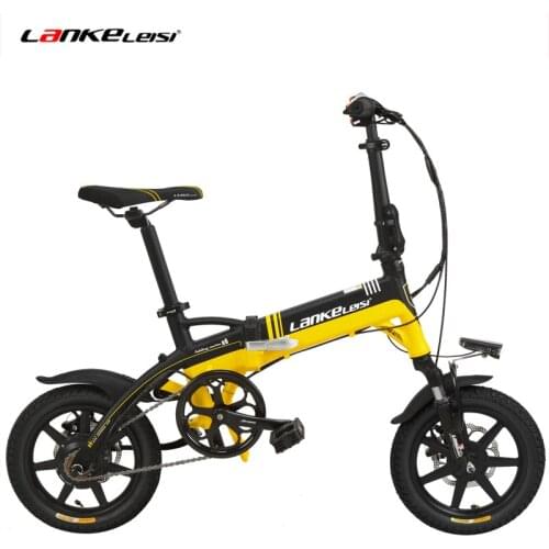 14 Inches Folding Bicycle, Integrated Magnesium Alloy Rim, Front & Rear Disc Brake, Suspension Fork Electric Bike