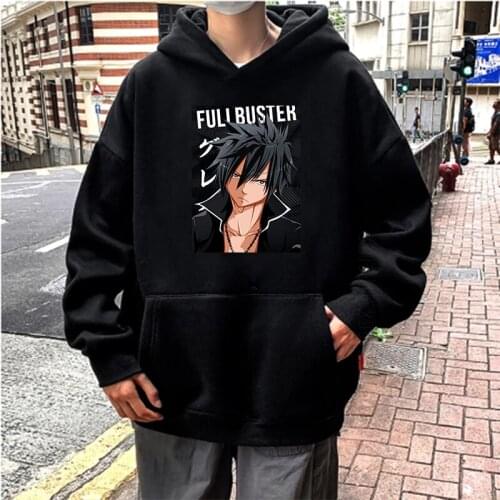 Japanese Anime Fairy Tail Gray Fullbuster Printing Hoodies Streetwear Harajuku Cartoon Costume Oversized Men Hoodies