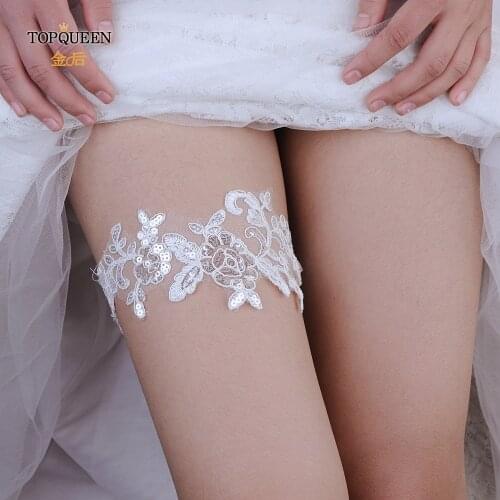 TOPQUEEN Wedding Garter White Embroidery Floral Sexy Garters Women/Female/Bride Thigh Ring Bridal Lace Leg Ring Loop TH17