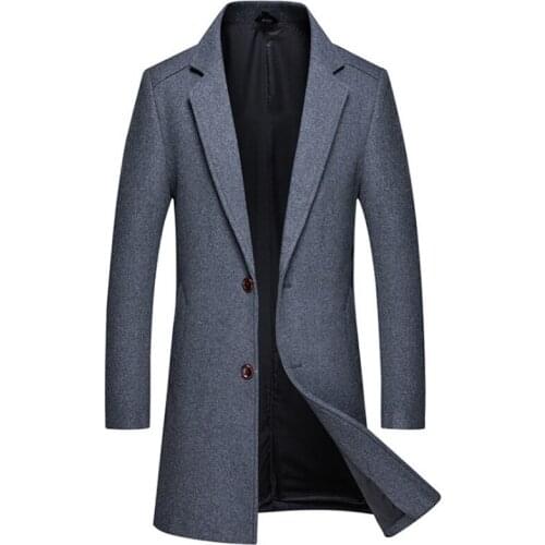 New Boutique Mens Woolen Coat Winter Thick Slim Fit Trench Coat Men Casual Wool Jacket Warm Overcoat M-4XL