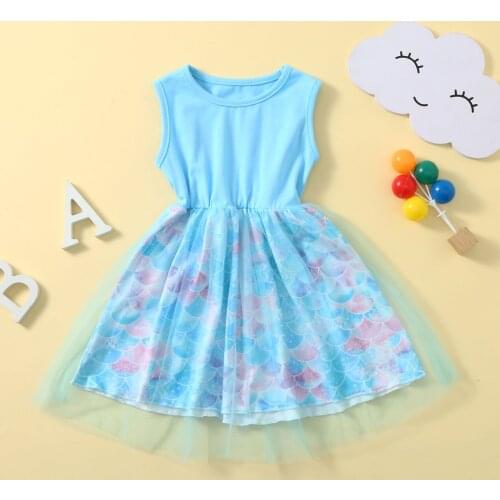 Toddler Kids Girls Princess Dress Tie-dye Printed Mesh Patchwork Tulle Dress Children Dresses For Girl Clothing Vestidos Verano