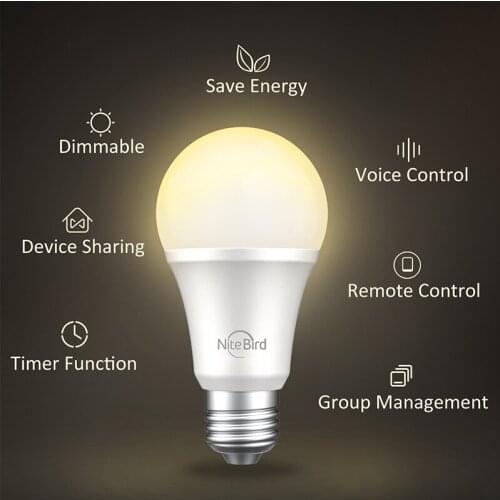 E27 8W Tuya WiFi Smart LED Light Bulb Dimmable Lamp Bulb Timer Function Remote/Voice Control Work with Alexa Echo Google Home