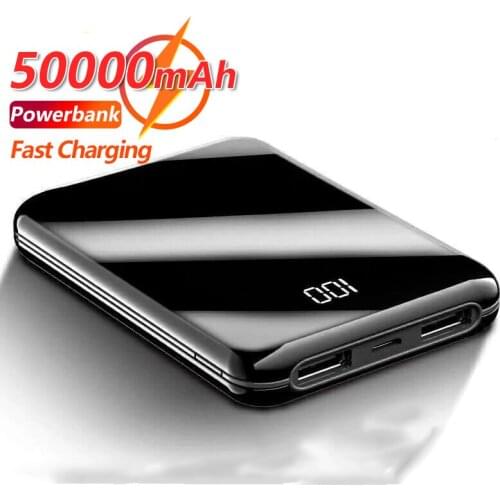 50000mAh Mini Digital Display Power Bank Portable 2 USB Fast Charging External Power Supply Suitable for Xiaomi IPhone Samsung