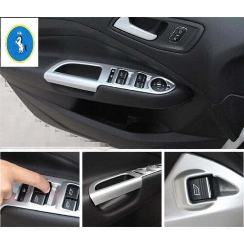 Yimaautotrims Auto Accessory Inner Door Armrest Window Glass Lift Button Panel Cover Trim For Ford Kuga / Escape 2014 - 2019 ABS