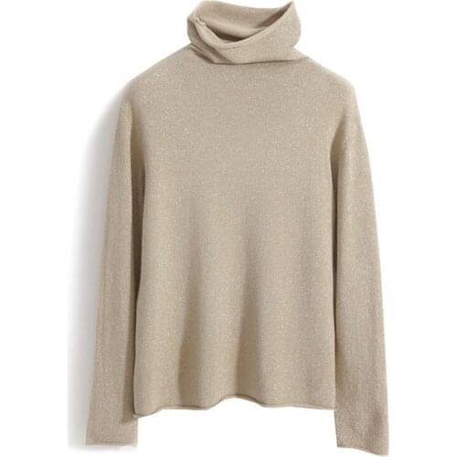 Fashion French Style Women Autumn Sweater Pullover Temperament Turtleneck Knitwear Casual Loose Ladies Black Top TT0066