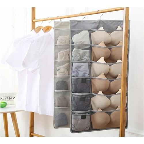 Wall Door Hanging Storage Bag Double Side Underwear Bra Socks Sorting Bag Closet Wardrobe Storage Bag Home Organizer