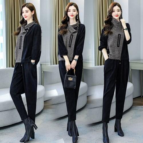 Women Two Piece Set 2021 Spring Autumn Casual Lady Long Sleeve Loose Tops+Harem Pants Trousers 2 Piece Suits
