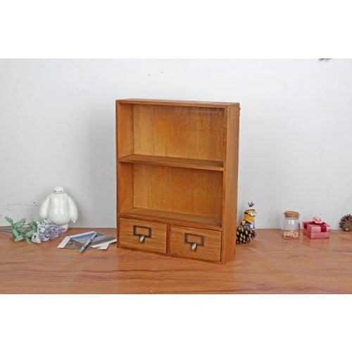 1PC Retro Wooden Old Wall Hanging Storage Box For Jewelry Case Desktop Office Organizer Storage Case With Drawer EJL 0945