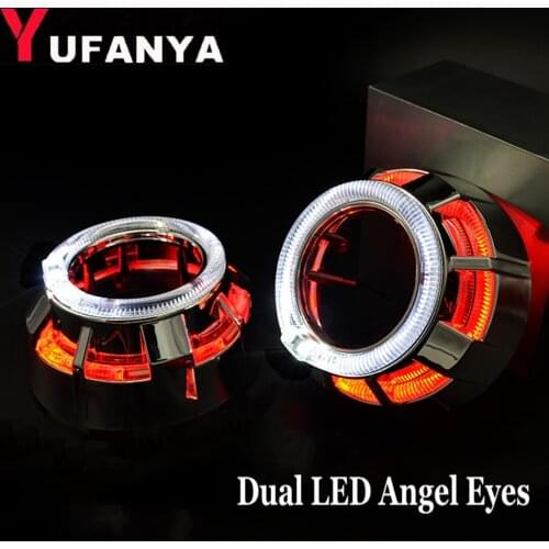 2.5 Inch Mask Shroud With Dual Led Angel Eyes For Car HID Headlight headlamp mini bixenon projector lens DIY hid refrofit