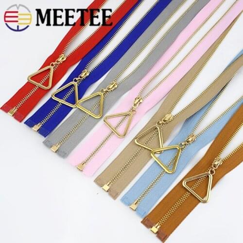 2/5pcs Meetee 3# Metal Zippers 15-70cm Closed&open End Zip Auto Lock Slider for Bags Purse Clothing Sewing Accessories