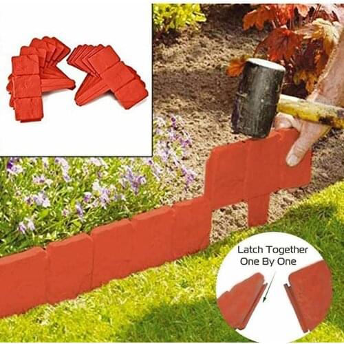 20Pcs Imitation Stone Lawn Grass Edging Garden Courtyard Plant Flower Grow Protect Bed Border Fence Decoration