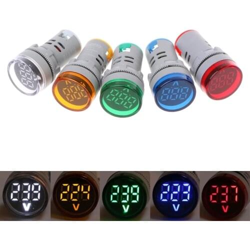 2020 New AC 60-500V 22mm Digital Voltmeter Voltage Gauge Monitor Indicator Signal Lights