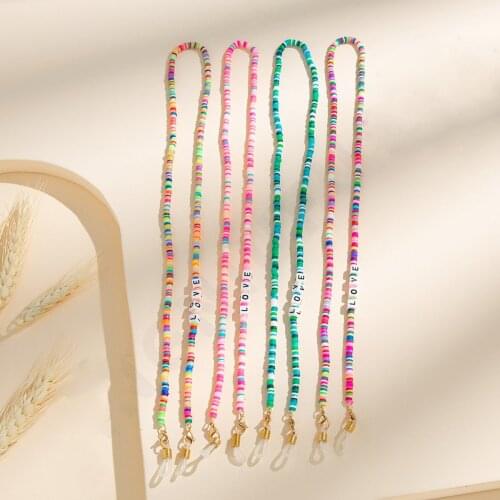 2021 Colorful Sunglasses Chain Soft Pottery Love Hang Mask Lanyard Glasses Chains Open Neck Strap Cord Accessory For Women Girls