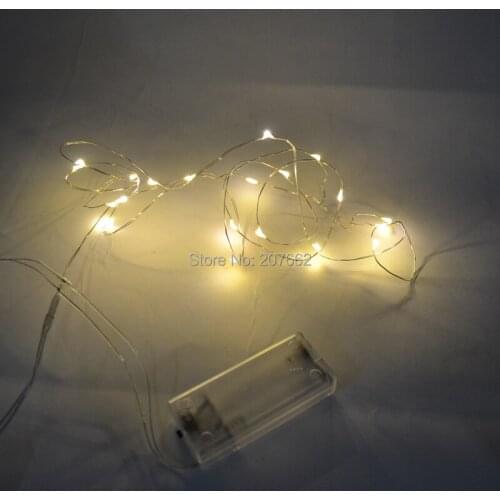 5pcs/lot 2M/3M 2AA Battery Powered LED Silver Color Copper Wire String Led DIY Lights fairy Light For wedding party