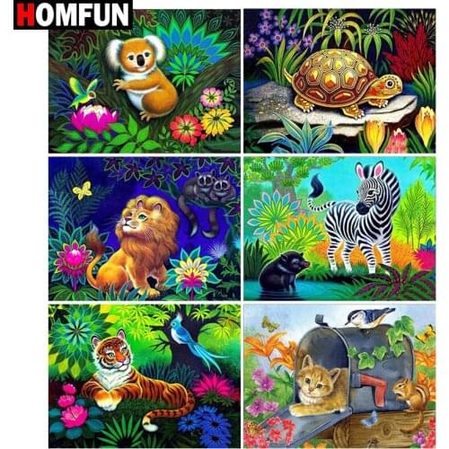 HOMFUN Full Square/Round Drill 5D DIY Diamond Painting "Animal cartoon forest" 3D Embroidery Cross Stitch 5D Home Decor Gift