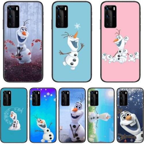 Phone Case Frozon Snowman Olaf Phone Case For Huawei P 40 30 20 10 Lite Smart Z Pro Black Etui Coque Painting Hoesjes comic fash