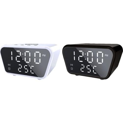 Digital Alarm Clock with Wireless Charger LED Display 12/24H Temperature for