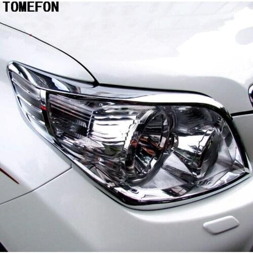 For Toyota Prado FJ150 2010 2011 2012 2013 ABS Chrome Headlight Head Lamp Hoods Cover Trim Car Styling Auto Accessories 2pcs
