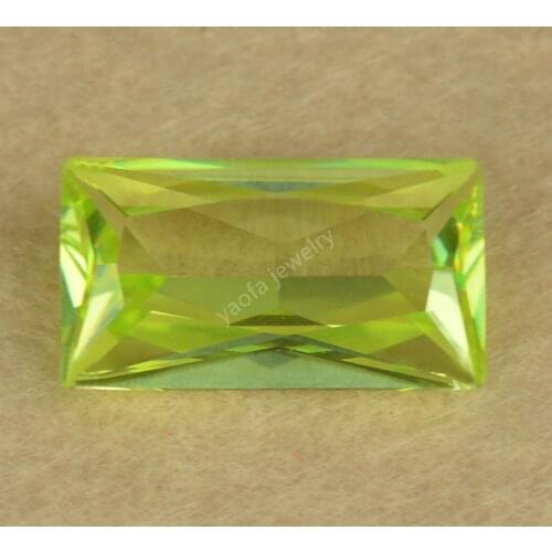 Zircon Stone Sale 3X5~13x18 Light Apple Green Color Rectangular Rectangle Shape Synthetic Cubic Zirconia Loose Baguette CZ Gems