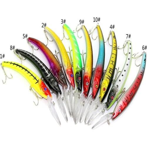 KKWEZVA 5pc/Lot Minnow Fishing Lures 10 colors Big fishing bait 0.575oz-16.3g/6.1"-15.5cm Fishing Tackle 2# high carbon hook